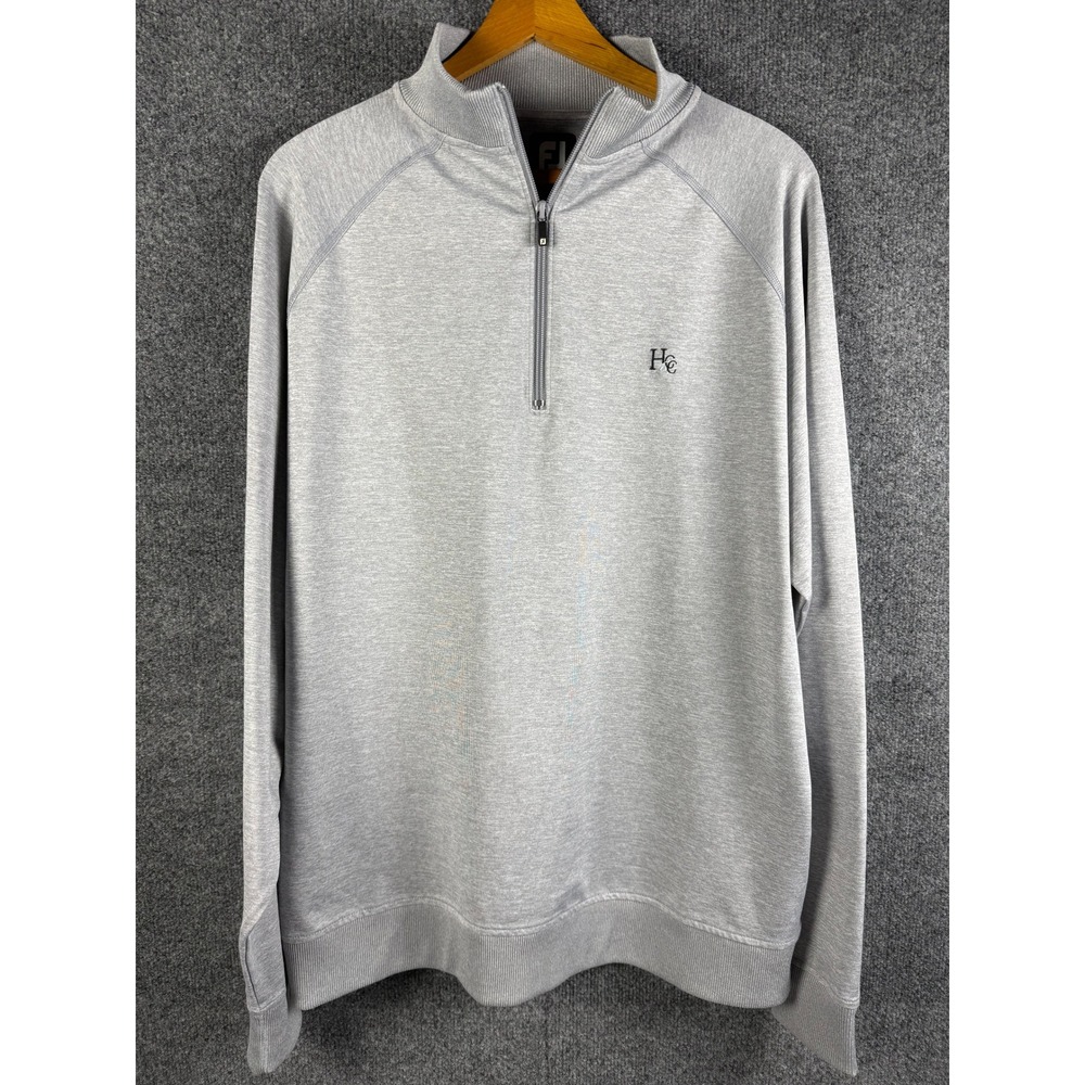 FootJoy Mens Large Gray Heathered 1/4 Zip Golf Pullover HCC Logo Raglan Sleeve - Picture 2 of 10